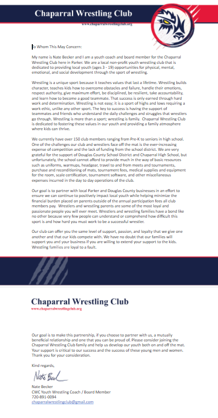 CWC Sponsor Letter